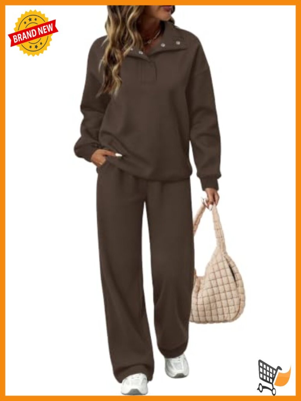 Henley Snap Sweatsuit Set Bootcut Sweatpants Fleece Lined Lounge Travel